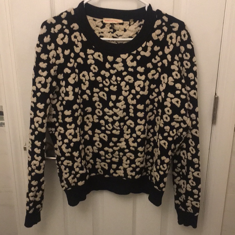 Rebecca Taylor Leopard Knit Sweatshirt Sz Med